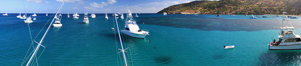 Boats on anchor at Lizard Island on Sunday morning