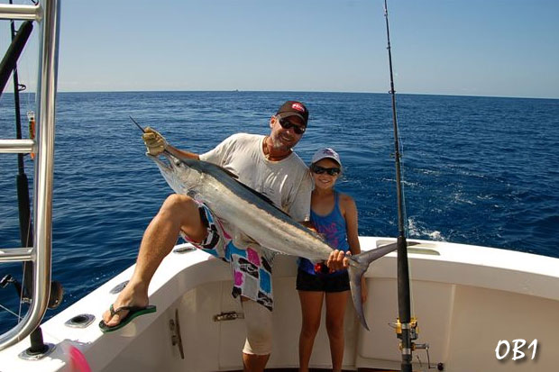 Leigh O'Brien gives daughter Meg's fish a hoist for a quick pic before relase on OB1. Carrying on the family tradition as Leigh was also a very accomplished junior angler once upon a time ;-)